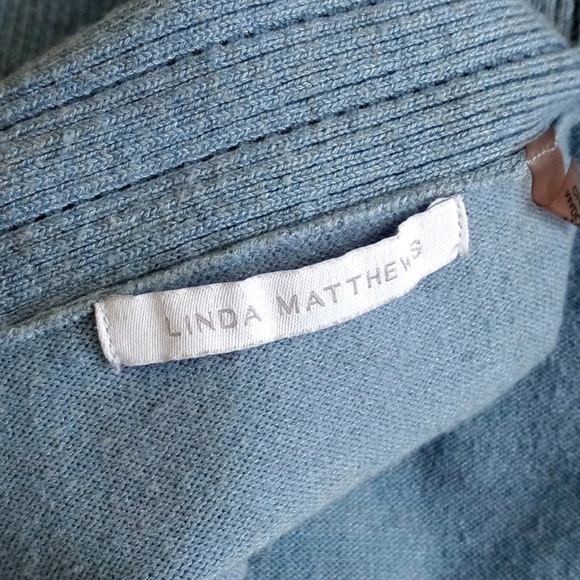 Linda Matthews Women's Sky Blue Nylon Blend Long Sleeve Open Cardigan L - Picture 2 of 9